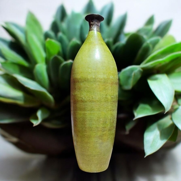 Large Lightweight Green Vase with Distressed Finish - 2' Tall - Picture 12 of 13